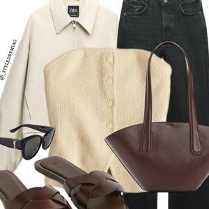 H&M strapless cream top S